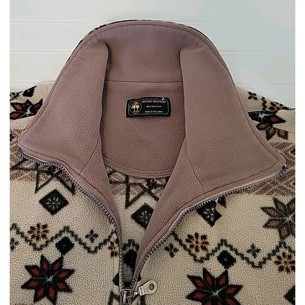 Brooks Brothers 1818 Sweater Mens  CREAM  Long Sleeve Mock Neck 1/4 Zip‎ PATTERN - Picture 4 of 8